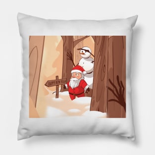 Santa with snow man Pillow