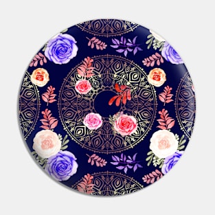 Spring Mandalas and Roses Plum Pin