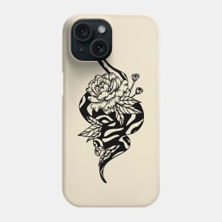 Tattoo-Style Snake and Peonies Phone Case