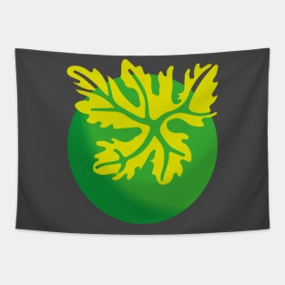 Leaf on a green planet logo Tapestry