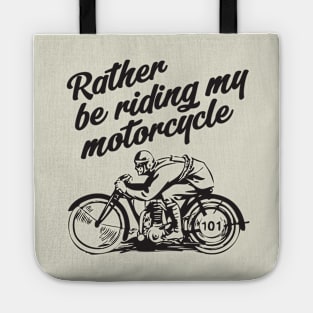 Rather be riding - black print Tote