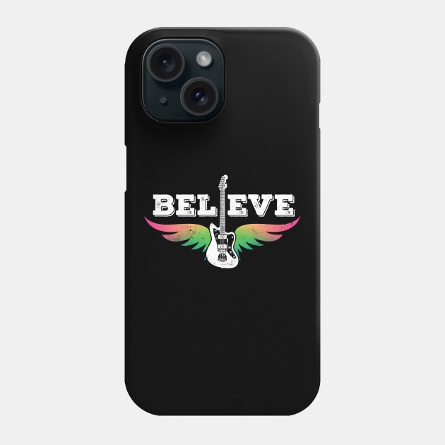 Believe Colorful Guitar Wings Offset Style Electric Guitar Phone Case by nightsworthy