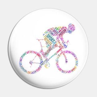 Cycling Sport Silhouette Shape Text Word Cloud Pin