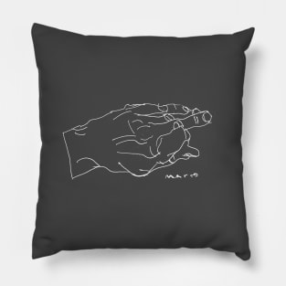 drawing of hand white line Pillow