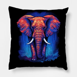 Red and Blue Elephant Pop Art Pillow