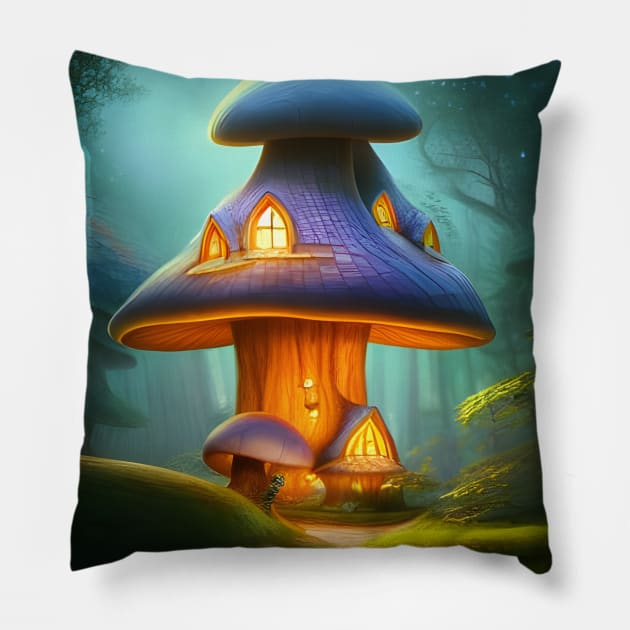 Enchanting Home for Sale (4) - Magic Mushroom House Pillow by TheThirdEye