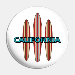 California with Three Surfboards Pin