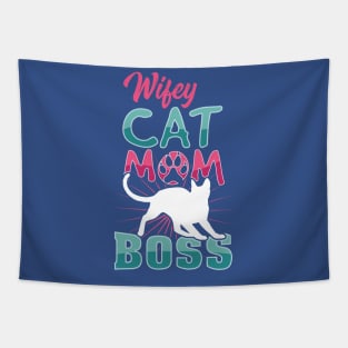 Wifey Cat Mom Boss - Cat Lovers - Cat Mom Gifts Tapestry