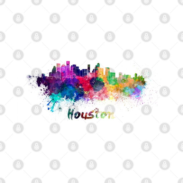 Houston skyline in watercolor by PaulrommerArt