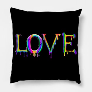 Colorful drippy paint love design Pillow