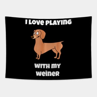 I Love Playing with my Weiner Dachshund Dog Lovers Tapestry