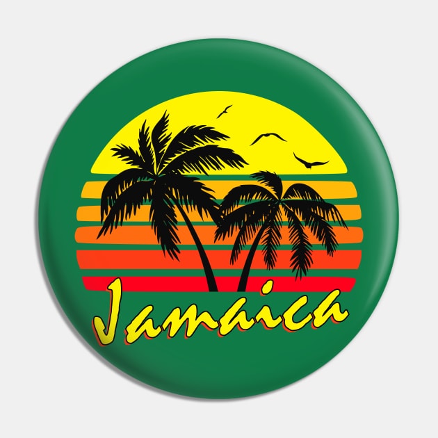 Jamaica Retro Sunset Pin by Nerd_art