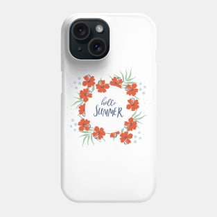 Round floral wreath with bold naive art tropical flowers Phone Case