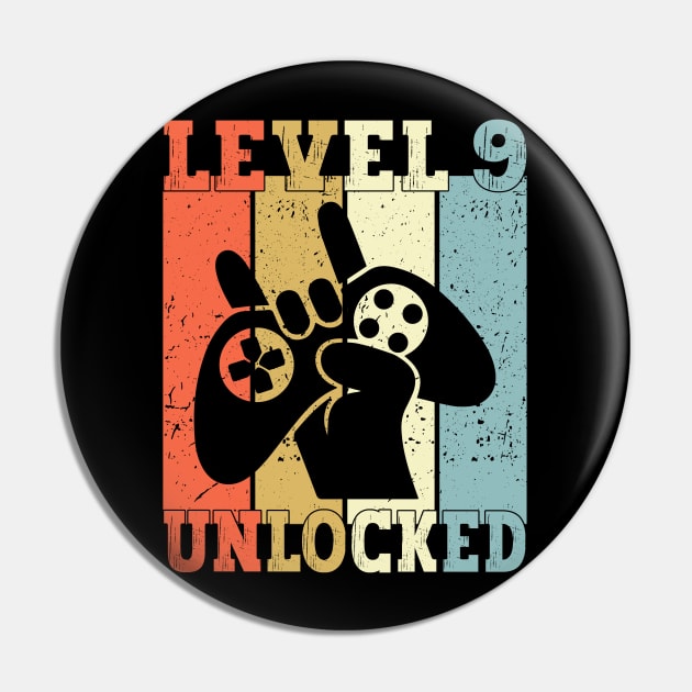Level 9 Unlocked Video Gamer 9 Years Old 9th Birthday Level Unlocked Pin by Charaf Eddine