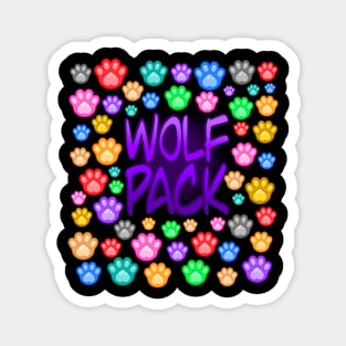 Wolf Pack, colorful paws Magnet