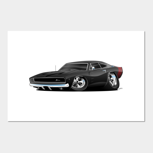 Classic 60 S American Muscle Car Cartoon Muscle Car Posters