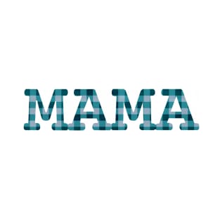 Mama Light Blue Check Design T-Shirt