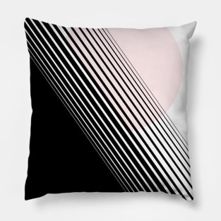 Rising Sun Minimal Japanese Abstract White Black Pink Pillow