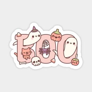 Boo Cute Ghosts Spider Pumpkin And Cat Halloween Greeting Magnet