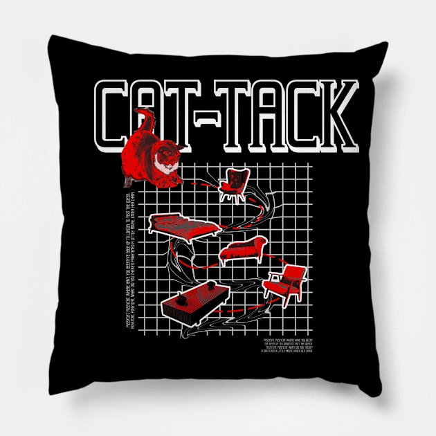 Cat-Tack Retro T shirt Pillow by The Vending Station