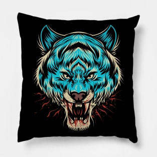 Blue tiger head Pillow