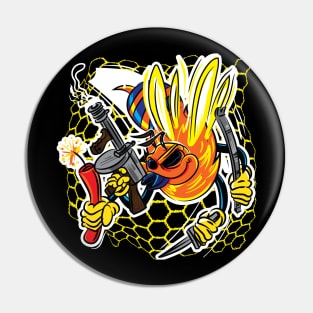 Killer Bee with Machine Gun Cartoon Pin