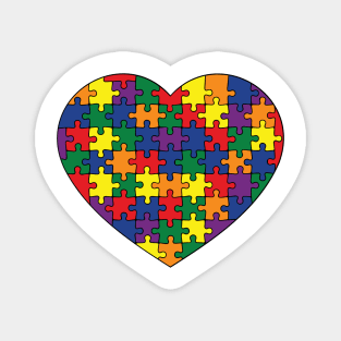 Puzzle Heart - Rainbow Pride Colors Magnet