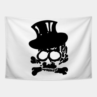 Heavy Metal Black Skull with Crossbones and Top Hat Tapestry