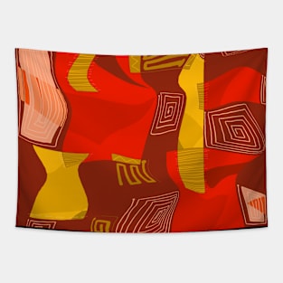 Mazipoodles Psychedelic Egyptian Collage Maroon Red Ochre Tapestry