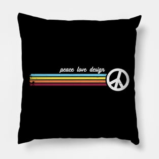 Retro Stripes Peace Love Design Pillow