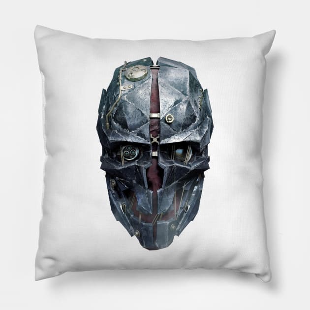 Dishonored 2 Corvos Metal Mask Charcoal Heather Licensed Pillow by Den Tbd