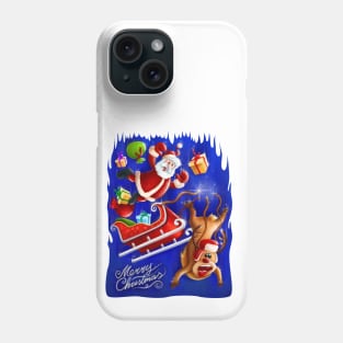 Santa and Reindeer falling Phone Case