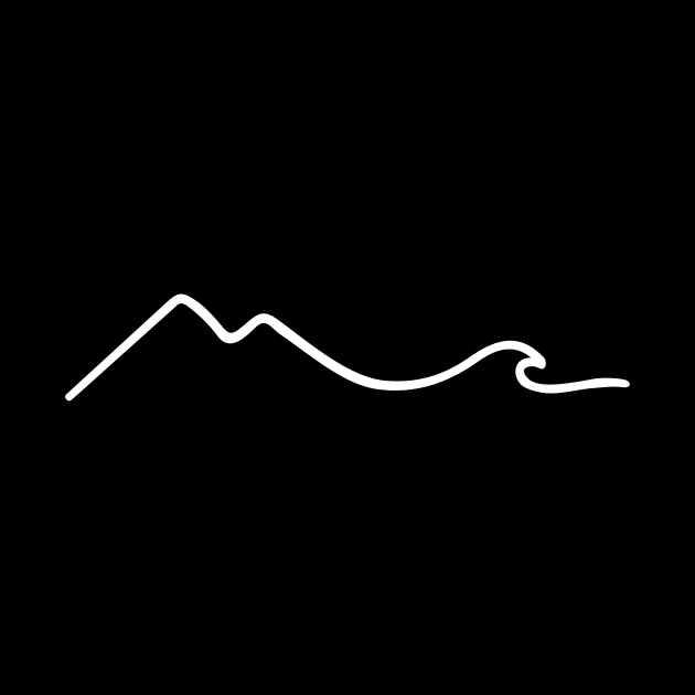 Minimal Art Of Mountain & Waves  An Artsy Wave Line Traveler by mangobanana