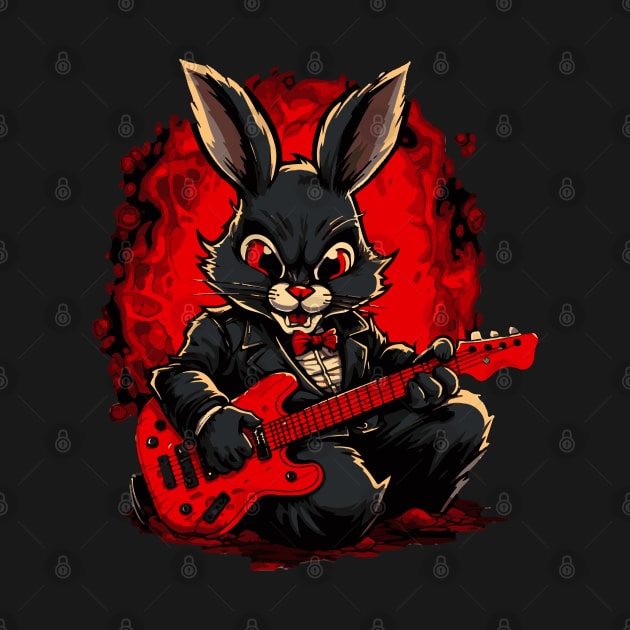 Rock music rabbit bunny guitarist by tatadonets