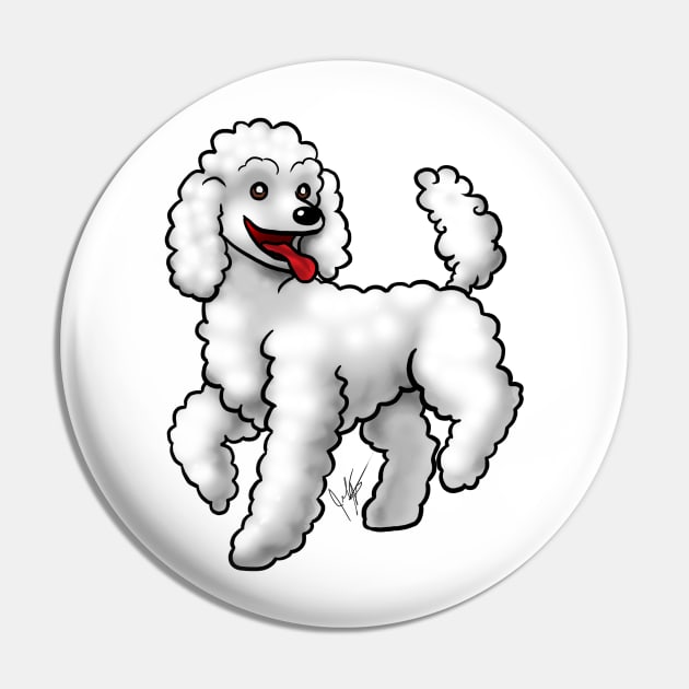 Dog - Poodle - White Pin by Jen's Dogs Custom Gifts and Designs