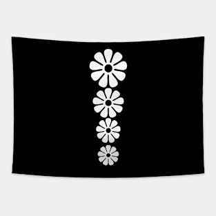 60's 70's Retro Large Flowers White on Black Tapestry