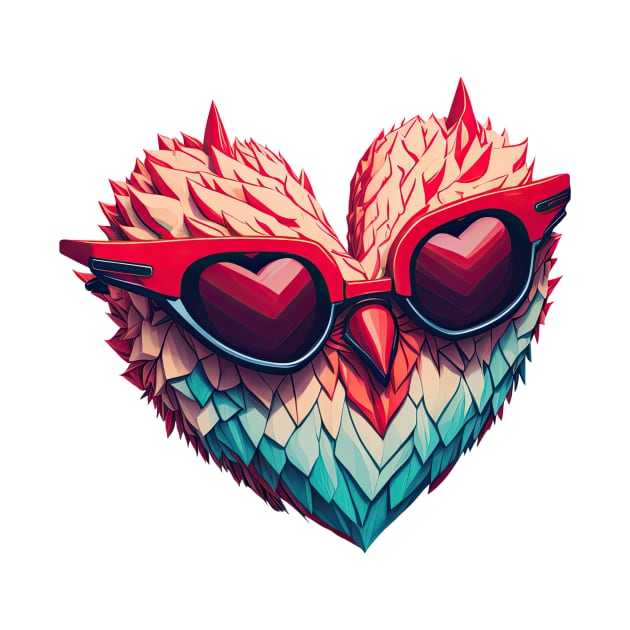 Feathered Heart with Sunglasses Art by ArtMichalS