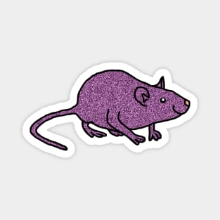 Purple Metallic Effect Rat Line Drawing Magnet