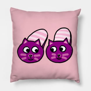 fluffy cat slippers design Pillow