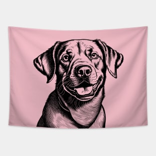 Vintage Labrador Retriever Monochromatic Illustration Old School Tapestry