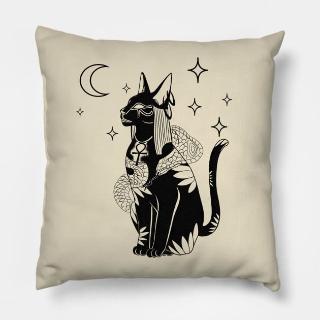 Bastet: a Feline Mystery Pillow by Blacklinesw9