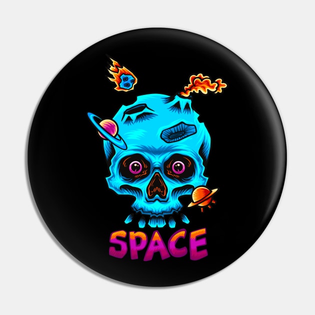 Space skull Pin by Sandieteecash