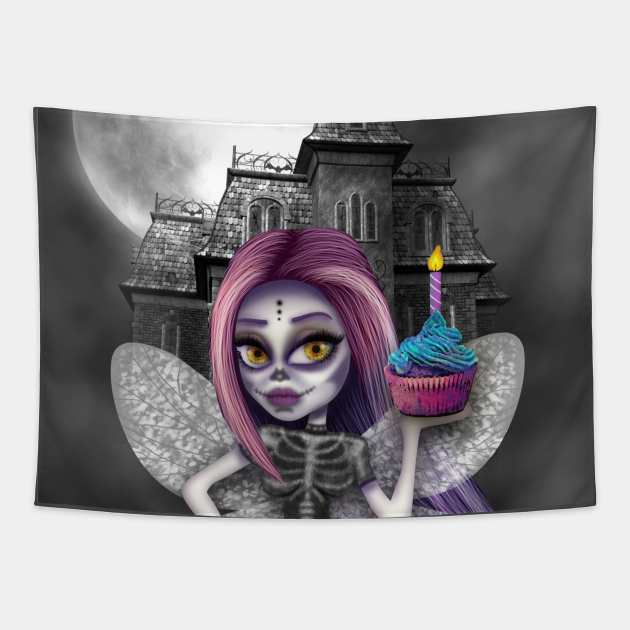 Fairy and cupcake Tapestry by Paciana Peroni