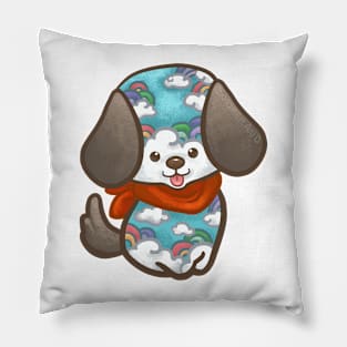 Dog with Rainbow Pattern Pillow