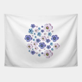 Pretty Retro powder blue floral Tapestry