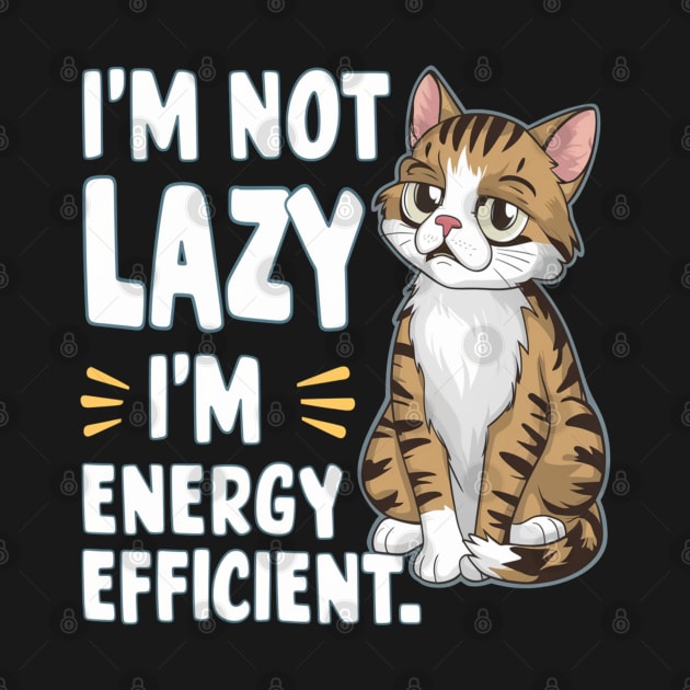 Sarcastic Cat " I'm Not Lazy, I'm Energy Efficient " by Hunter_c4 "Click here to uncover more designs"