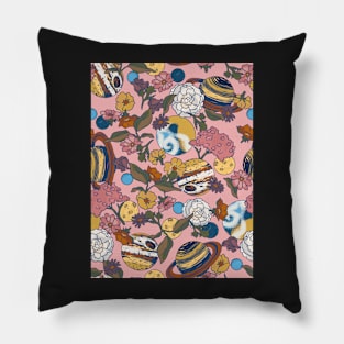 Planets and Flowers on Pink Pillow