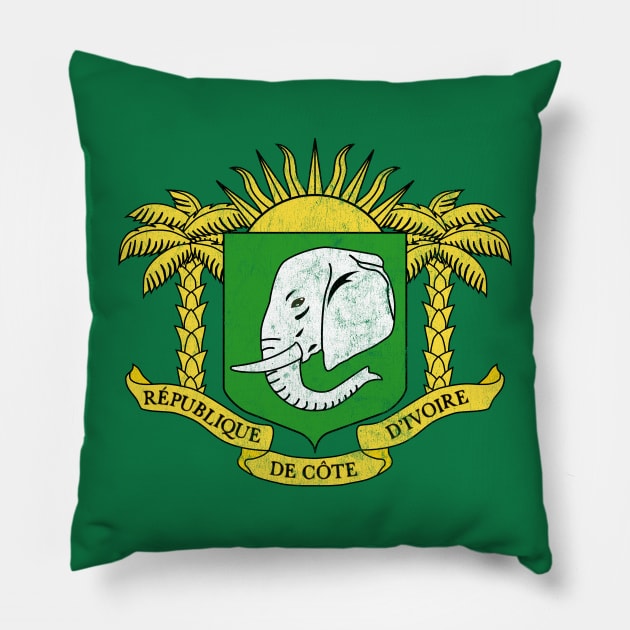 Ivory Coast / Faded Vintage Style Flag Design Pillow by DankFutura