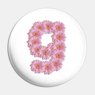 Letter g Pink Gerbera Daisy Pin