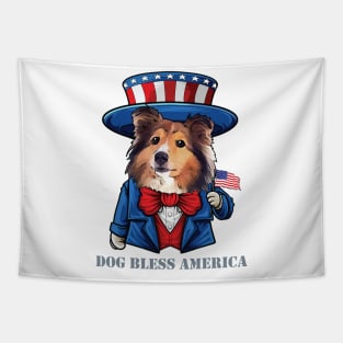 Shetland Sheepdog Dog Bless America Tapestry